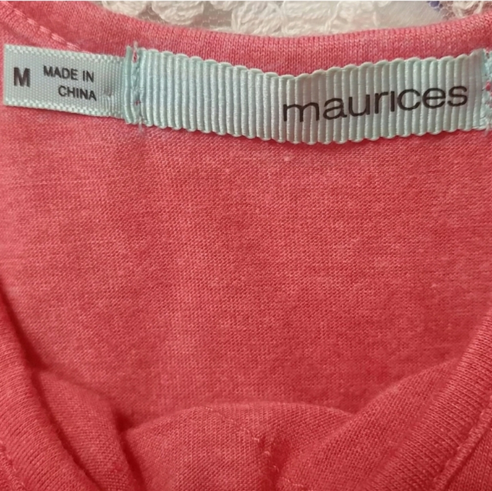 Maurices Coral Ruffles & Lace Back Top M - Picture 4 of 5